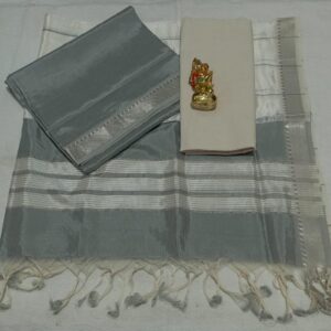 Classic Grey Mangalagiri Pattu Pure Handloom Saree