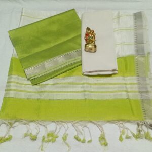 Pista Green Mangalagiri Pattu Pure Handloom Saree