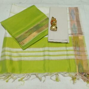 Fresh Green Mangalagiri Pattu Pure Handloom Saree