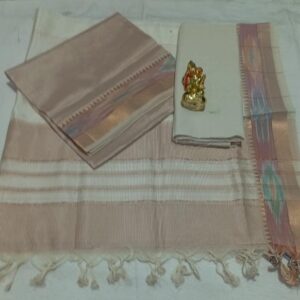 Soft Beige Mangalagiri Pattu Pure Handloom Saree